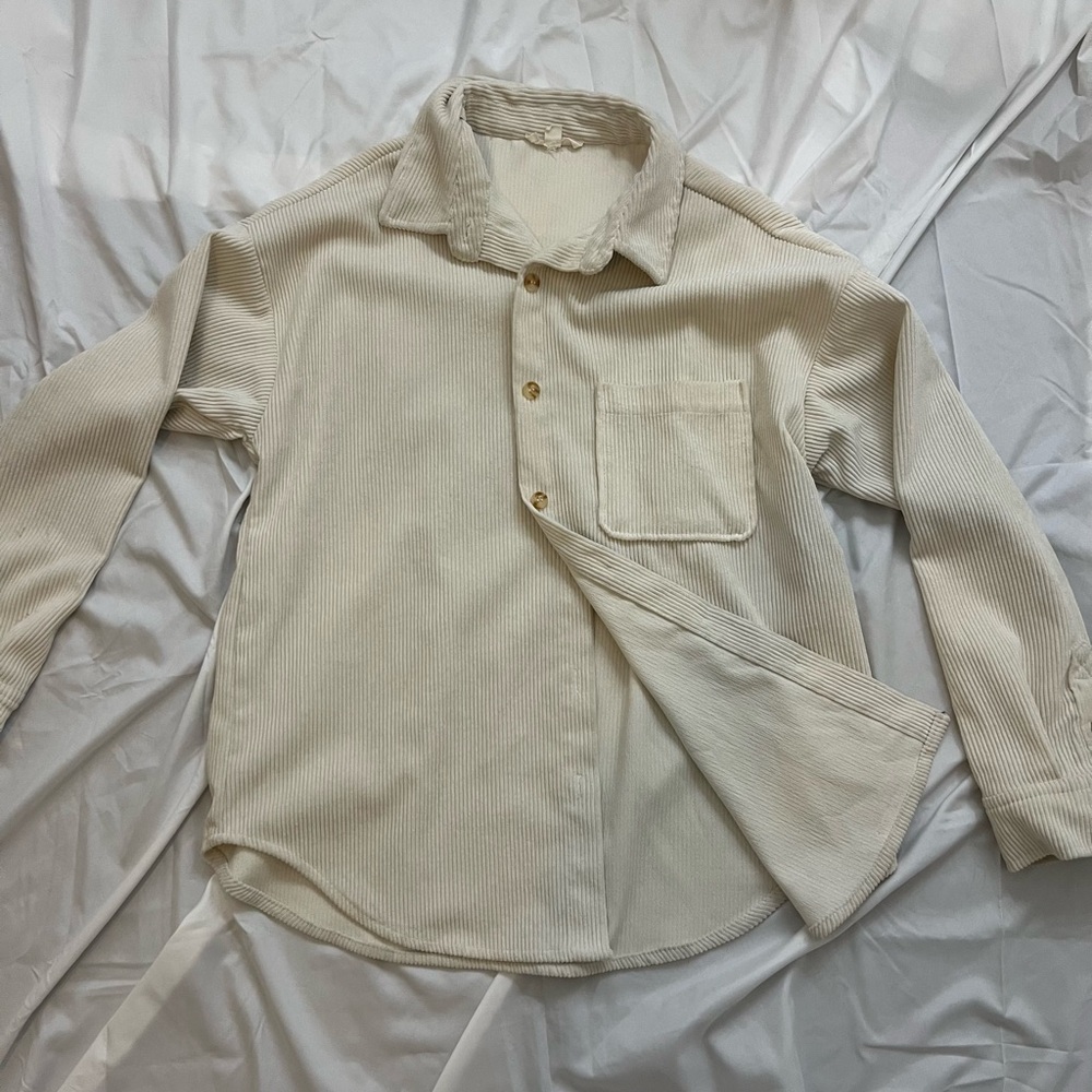 Beige Button-Down corduroy Shirt